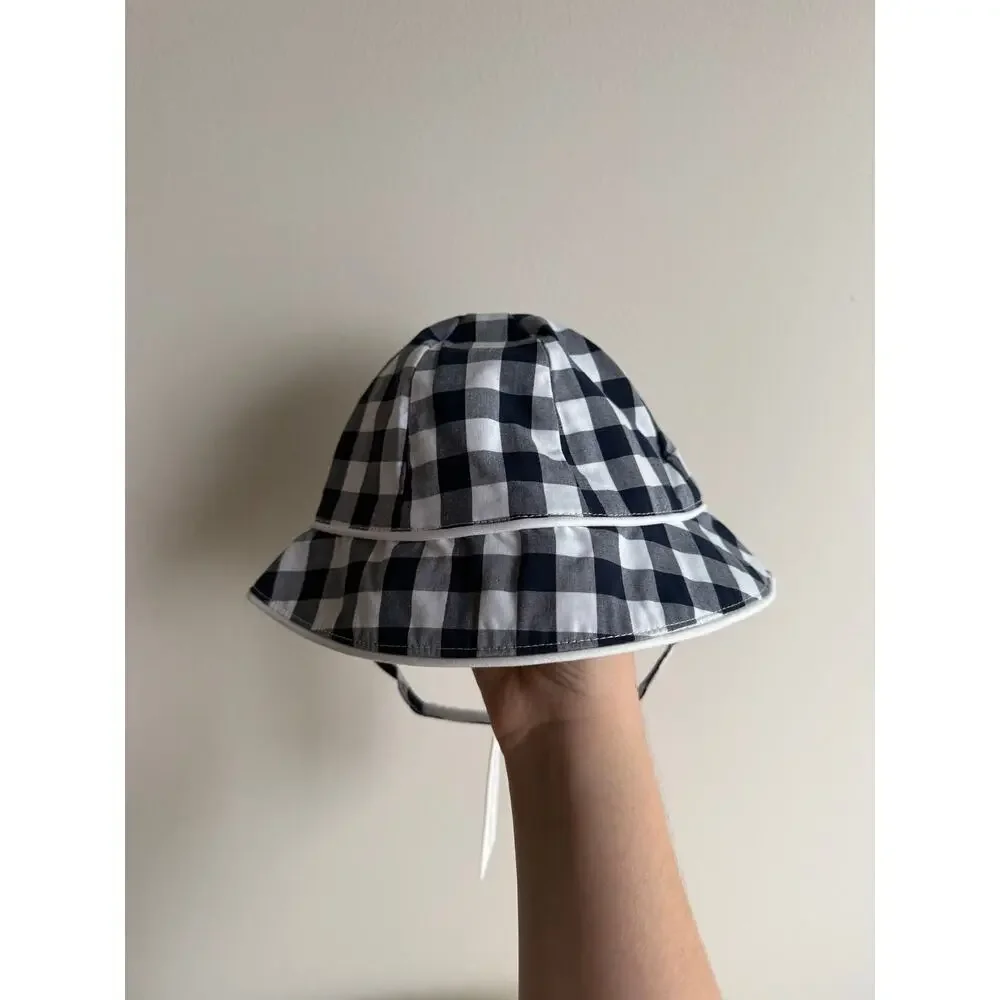 NWT Baby Plaid Blue and White Sun Hat